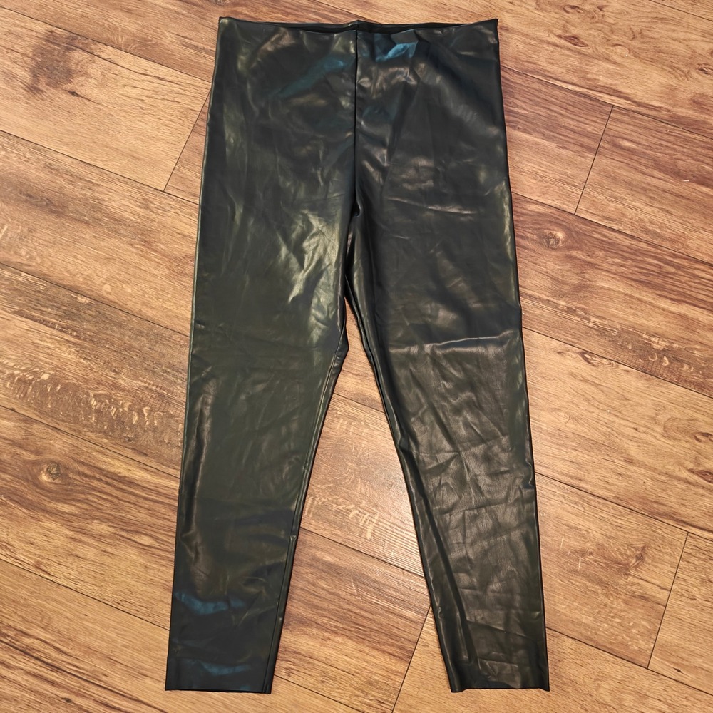 Joie Faux Leather Pants Women's XXL Plus Black Pull On Stretch Legging Going Out